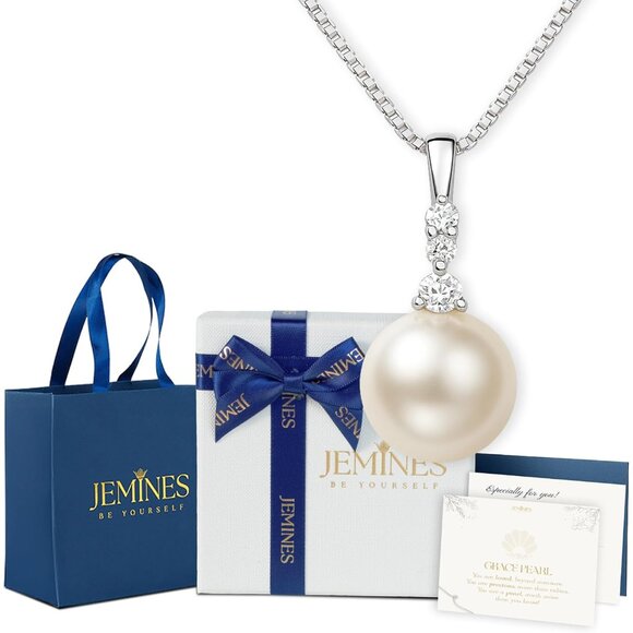 Elegant 18K White Gold Plated Freshwater Pearl Pendant Necklace with Gift Set